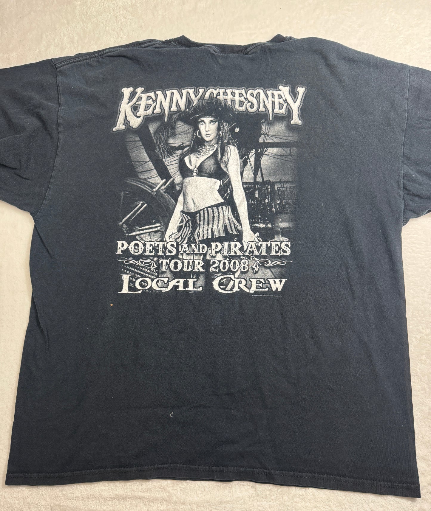 Kenny Chesney 2008 Poets and Pirates Concert T-Shirt Local Crew GILDAN size XL