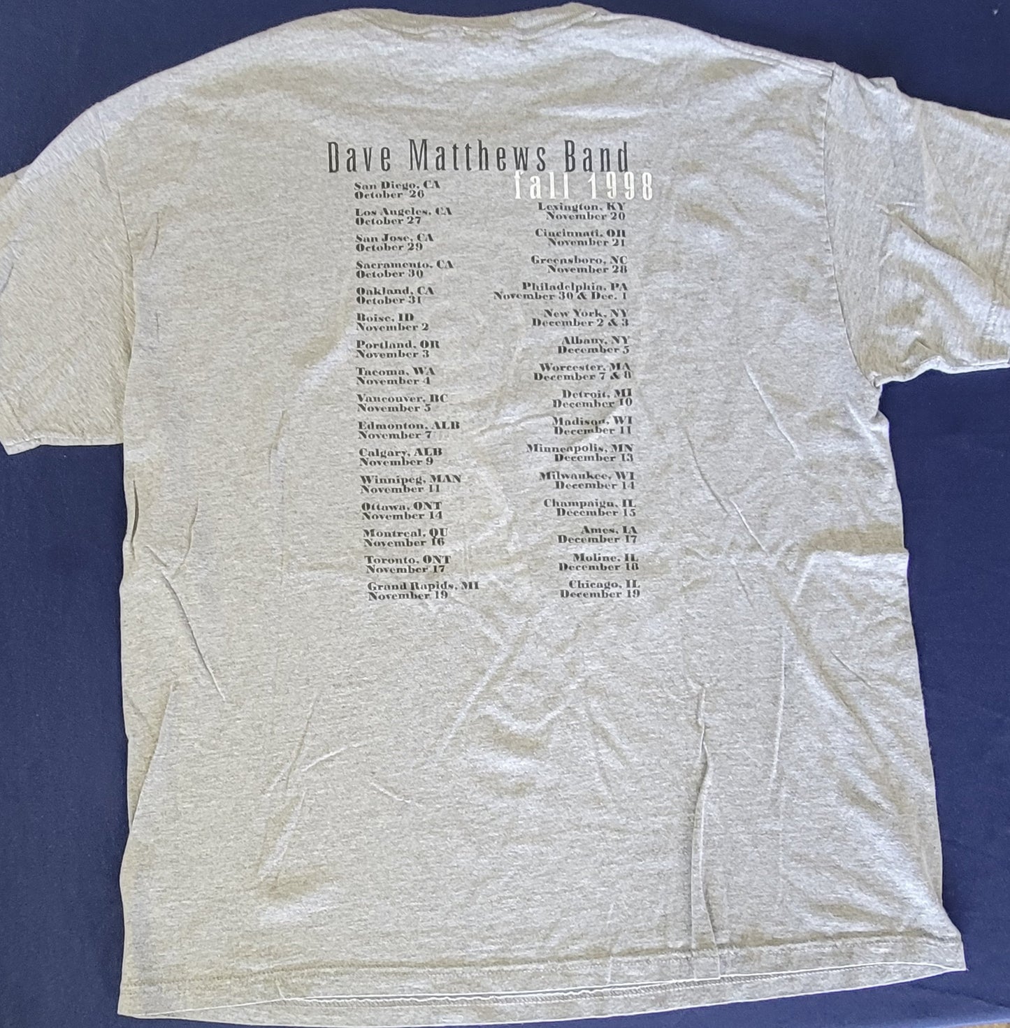 Dave Matthews Band 1998 Tour Concert T-Shirt XL VINTAGE