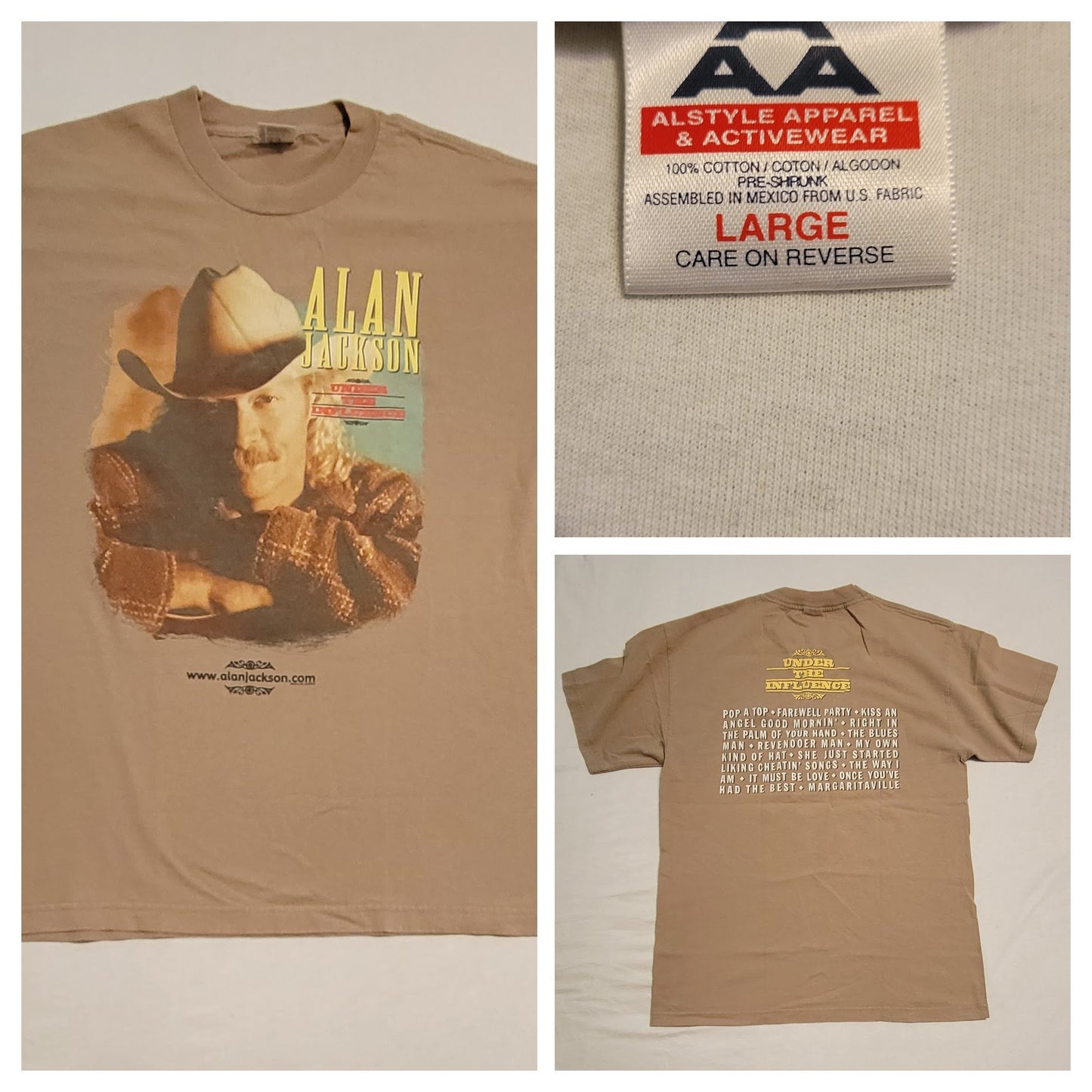 Alan Jackson 2000 Under The Influence Tour Shirt. VINTAGE