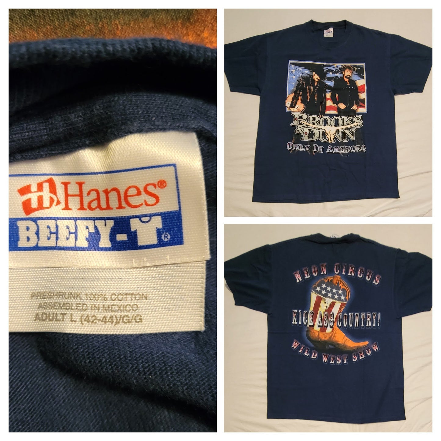 Brooks and Dunn 2001 Neon Circus Wild West Show Concert T-Shirt Large. VINTAGE