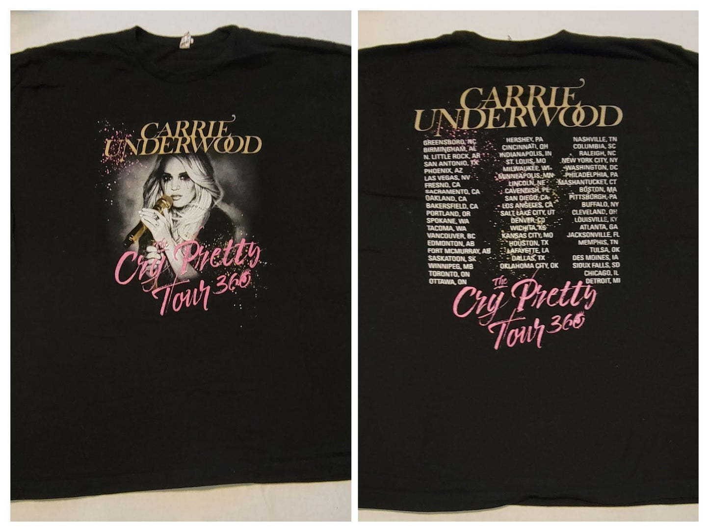 Carrie Underwood 2019 Cry Pretty 360 Tour Shirt XL