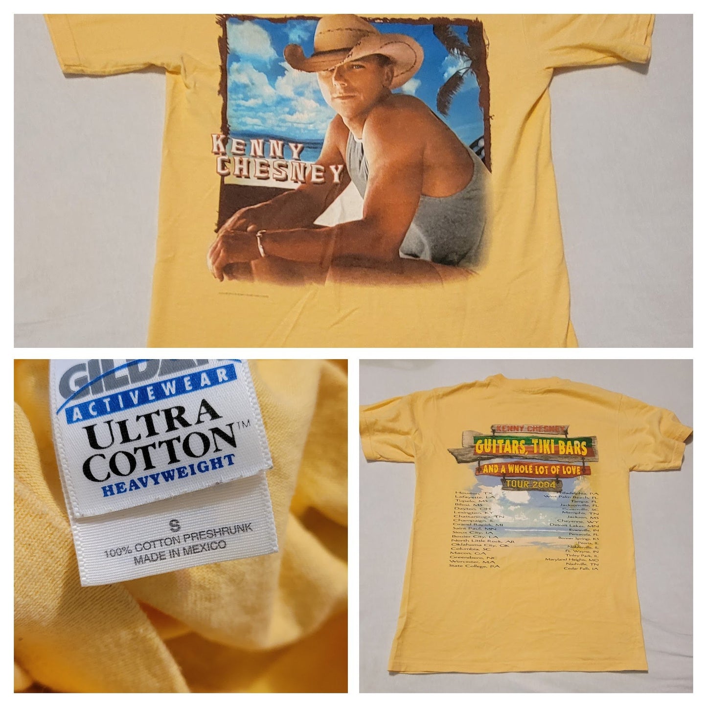 Kenny Chesney 2004 Guitars, Tiki Bars Lotta Love Tour Concert T-Shirt Small. VINTAGE