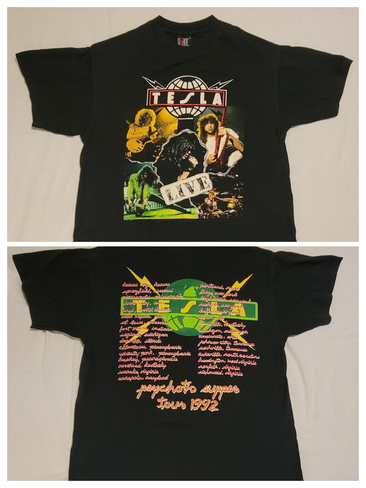 Tesla 1992 Psychotic Supper Tour Concert T-Shirt Large. VINTAGE