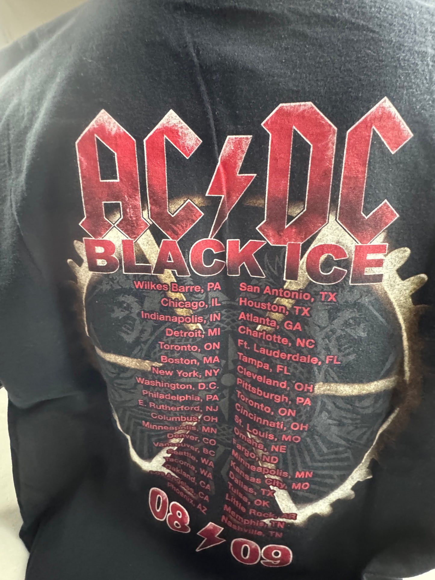 AC/DC 2008-2009 Black Ice Tour Concert T-Shirt Size 2XL ANVIL