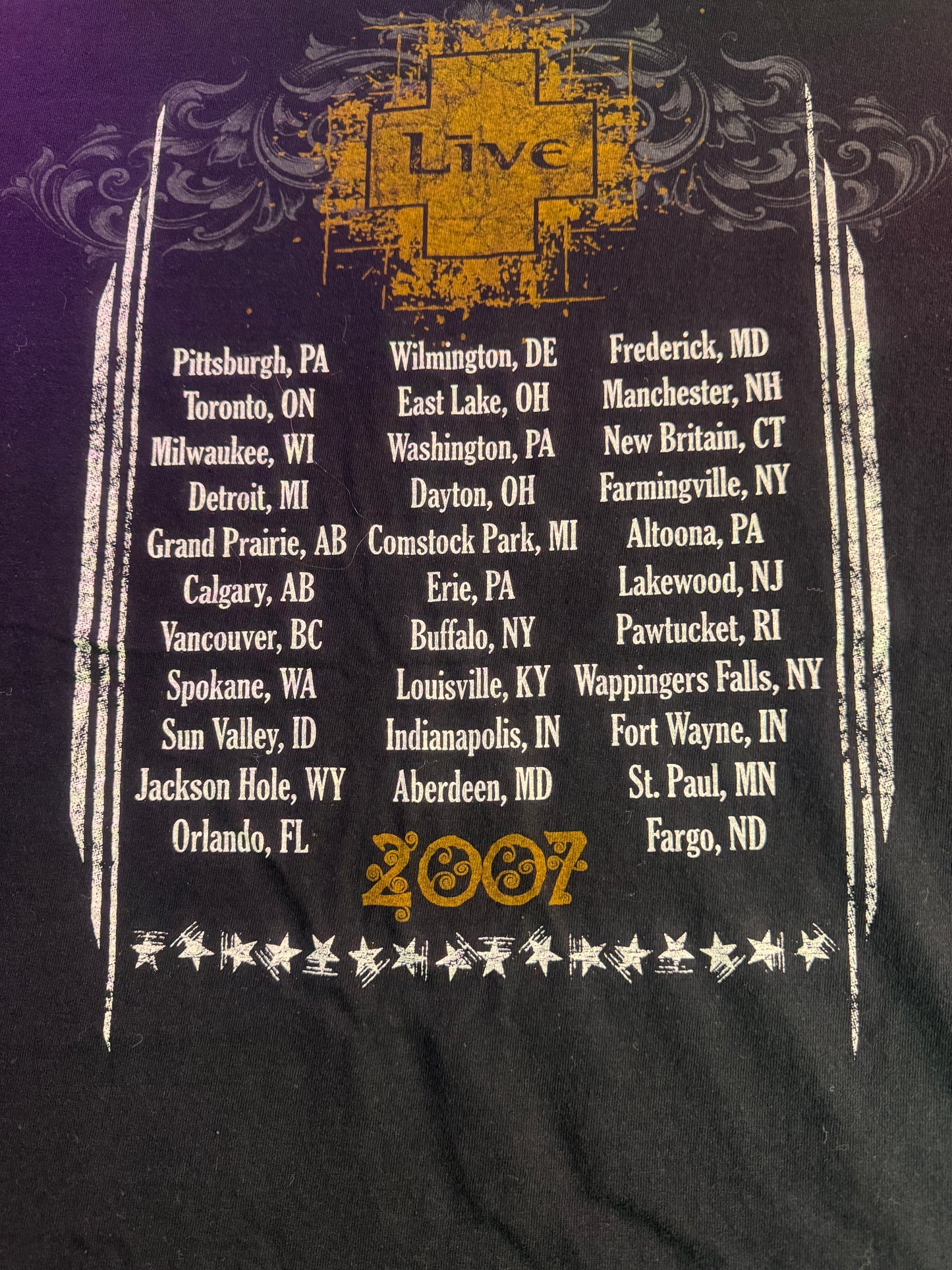 2007 LIVE North American tour Concert T-Shirt Size 2XL