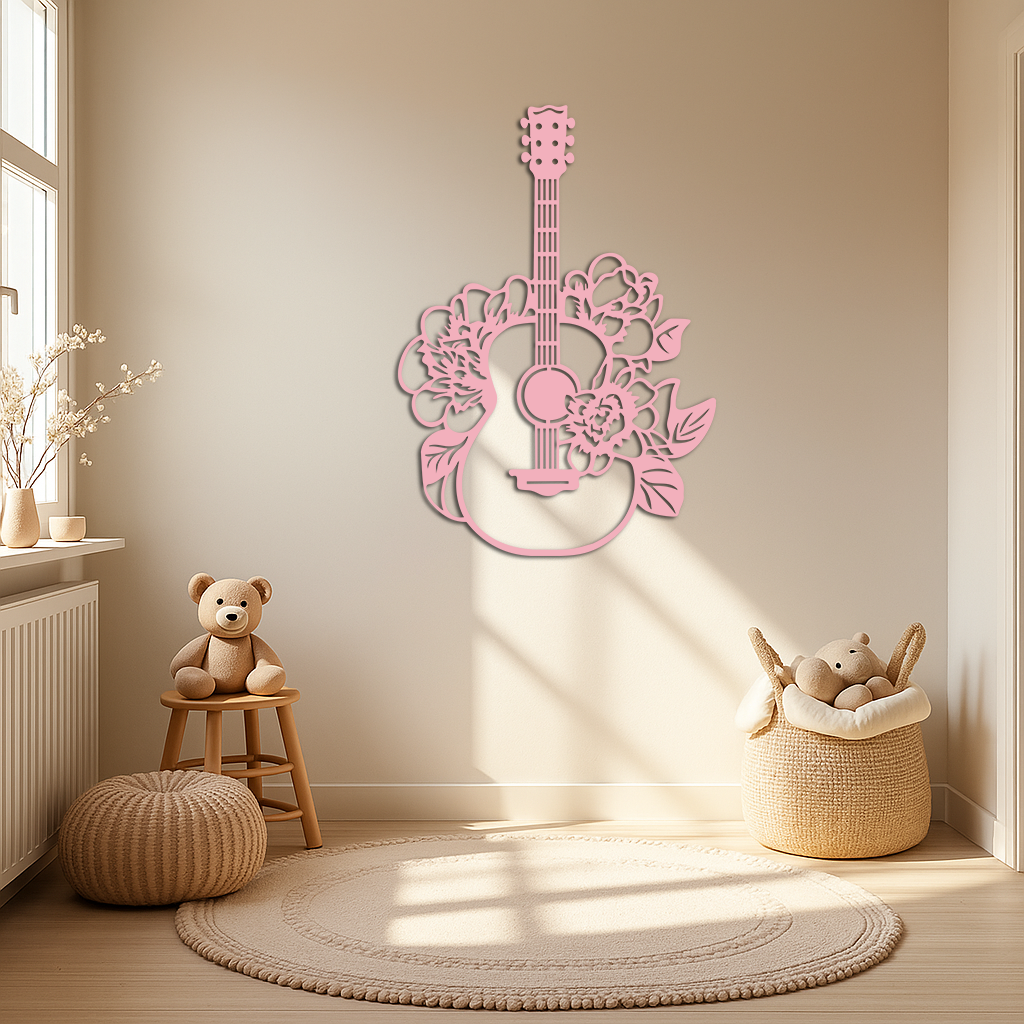 Floral Guitar Metal Wall Art – Music Inspired Home & Studio Decor - KAFGP140