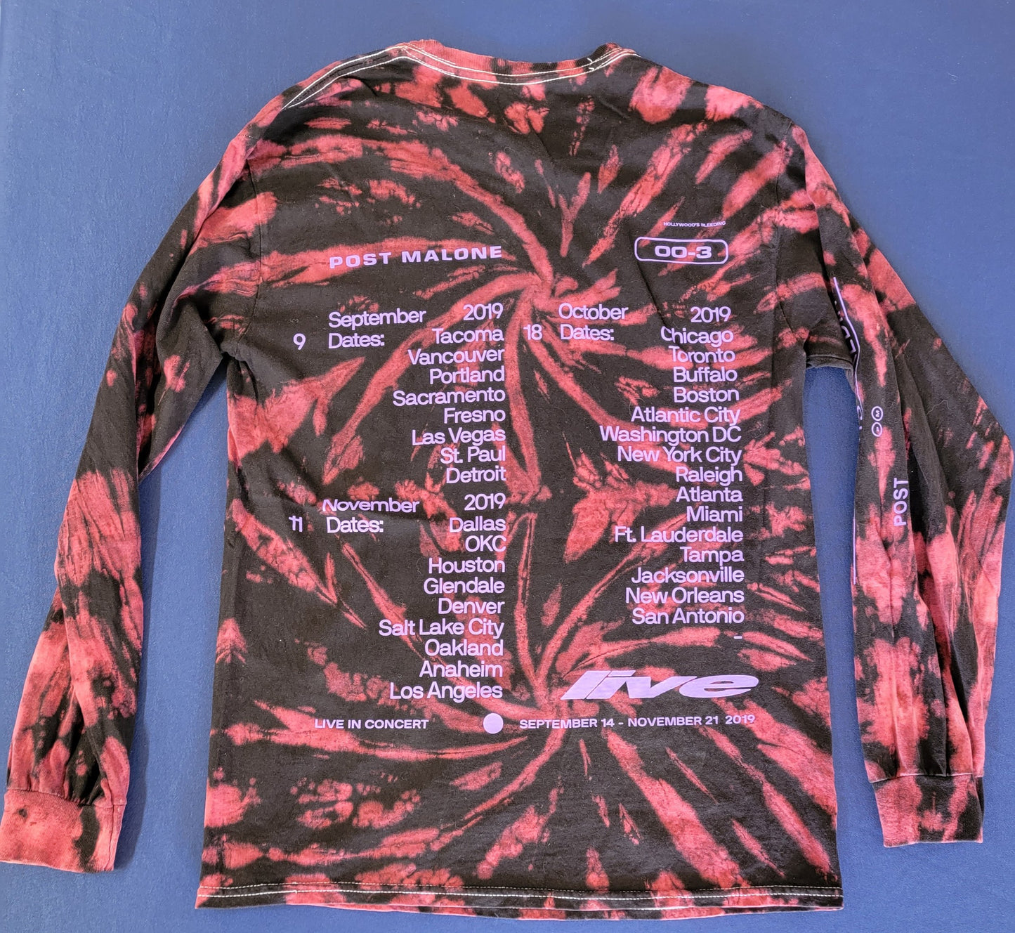 Post Malone 2019 Hollywood’s Bleeding Long Sleeve Concert T-Shirt Medium