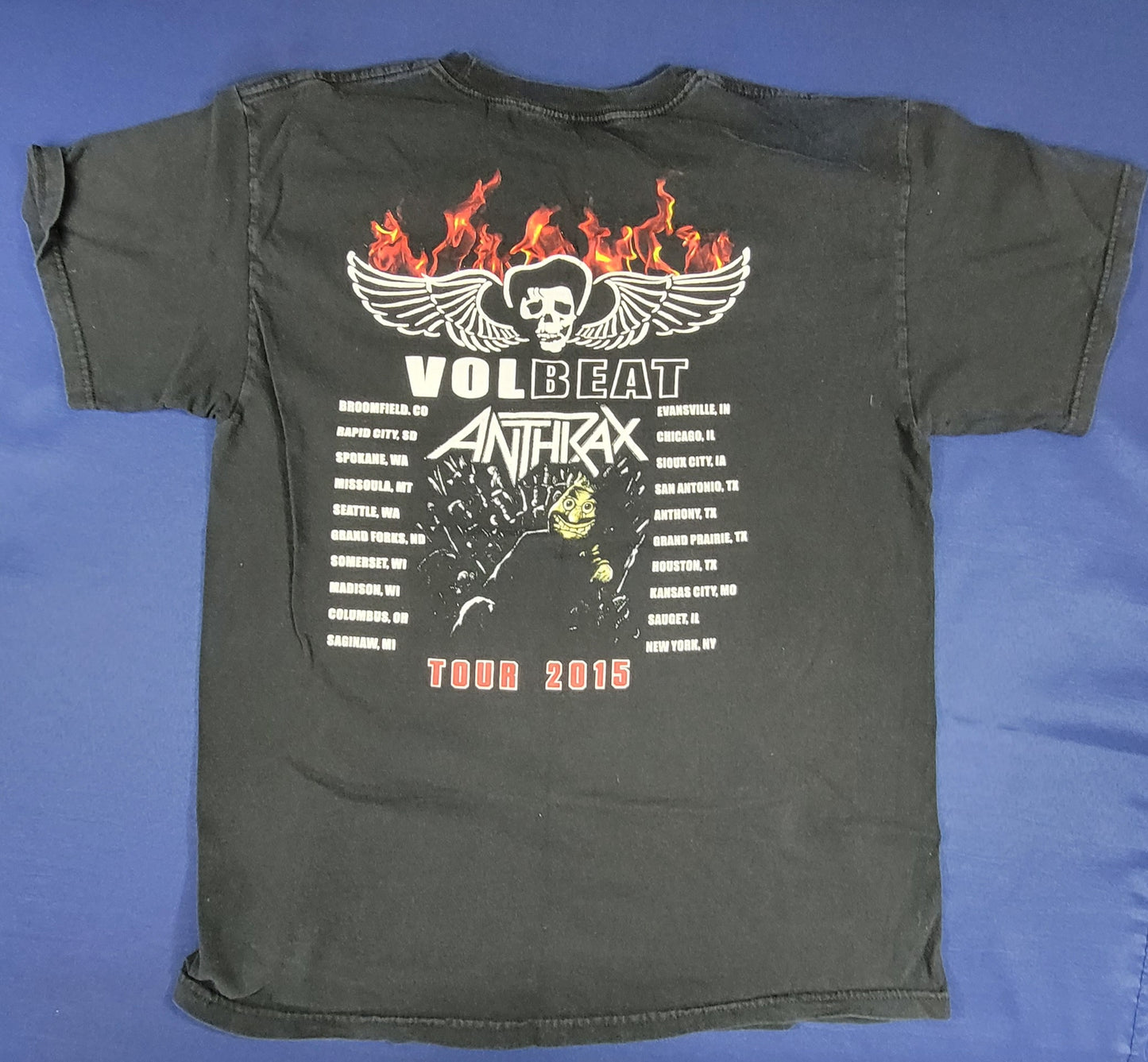 Volbeat / Anthrax 2015 Concert Tour Shirt XL