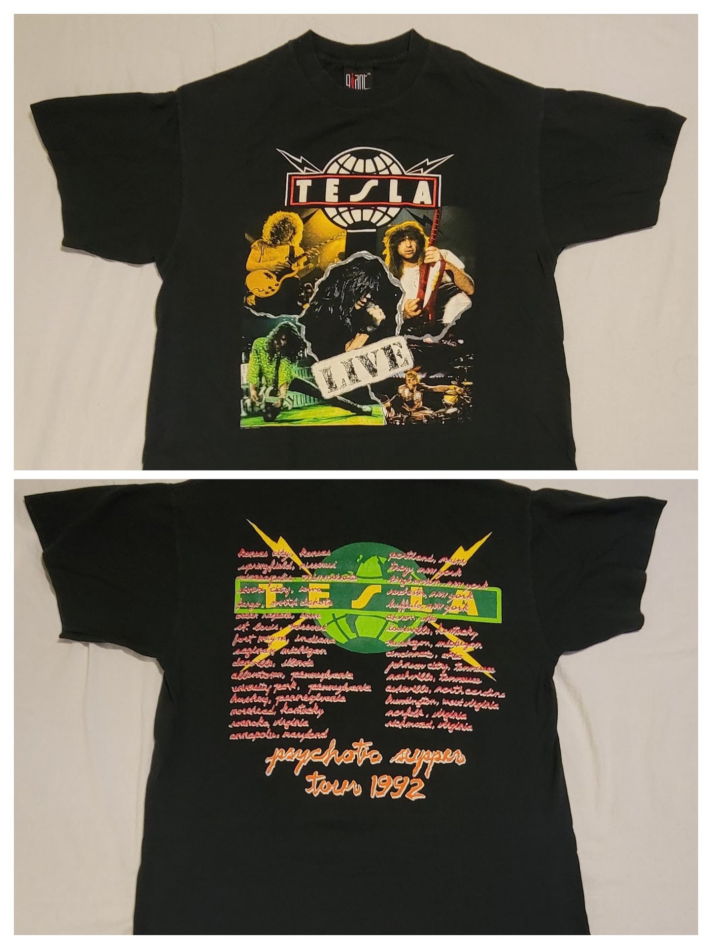 Tesla 1992 Psychotic Supper Tour Concert T-Shirt Large