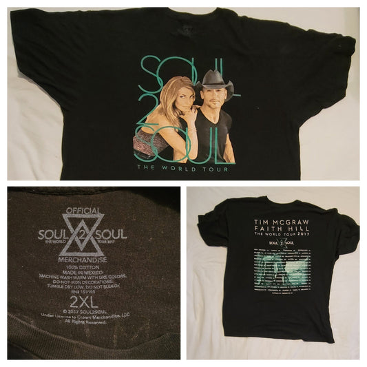 Tim McGraw Faith Hill 2017 Soul2Soul Tour Concert T-Shirt 2X